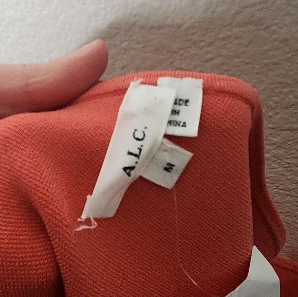 A.L.C. CoralColby Asymmetric One Shoulder Stretch Knit Bodycon Midi Dress M - Picture 4 of 6